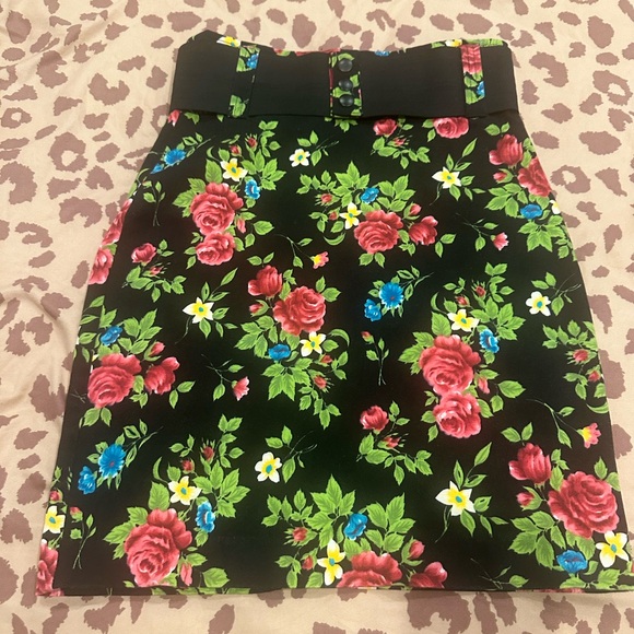 Switchblade Stiletto Dresses & Skirts - Floral Black Skirt